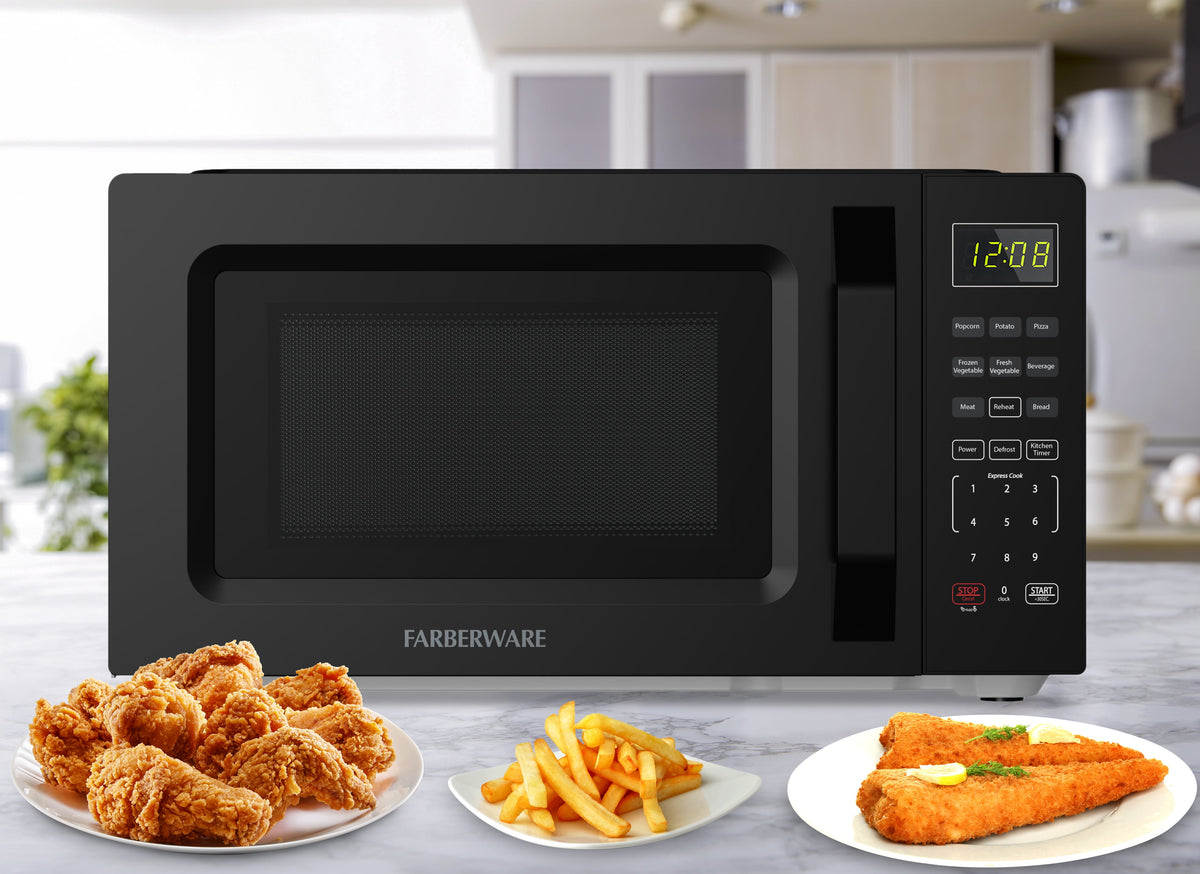 Farberware Countertop Microwave Oven, 0.7 cu ft, 700 W, Auto-Cook Menu, Black