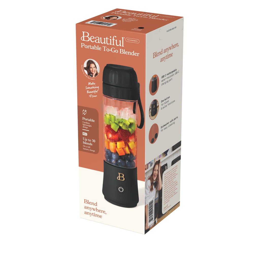 Beautiful Portable to-Go Blender 2.0, 70 W, 16 oz, Black Sesame by Drew Barrymore