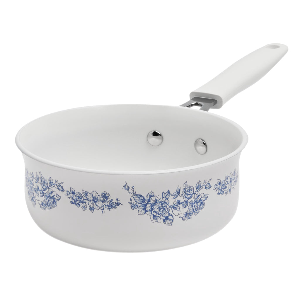The Pioneer Woman 12-Piece Classic Aluminum Cookware Set, Ceramic Nonstick, Pots and Pans Set with Decal Pattern, Agatha Blue