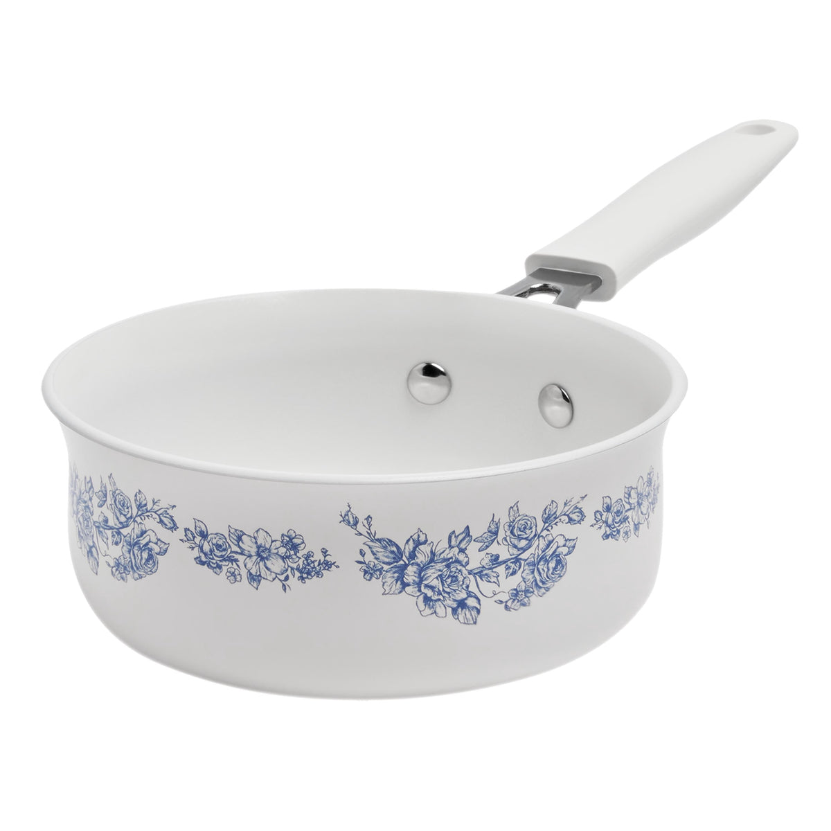 The Pioneer Woman 12-Piece Classic Aluminum Cookware Set, Ceramic Nonstick, Pots and Pans Set with Decal Pattern, Agatha Blue
