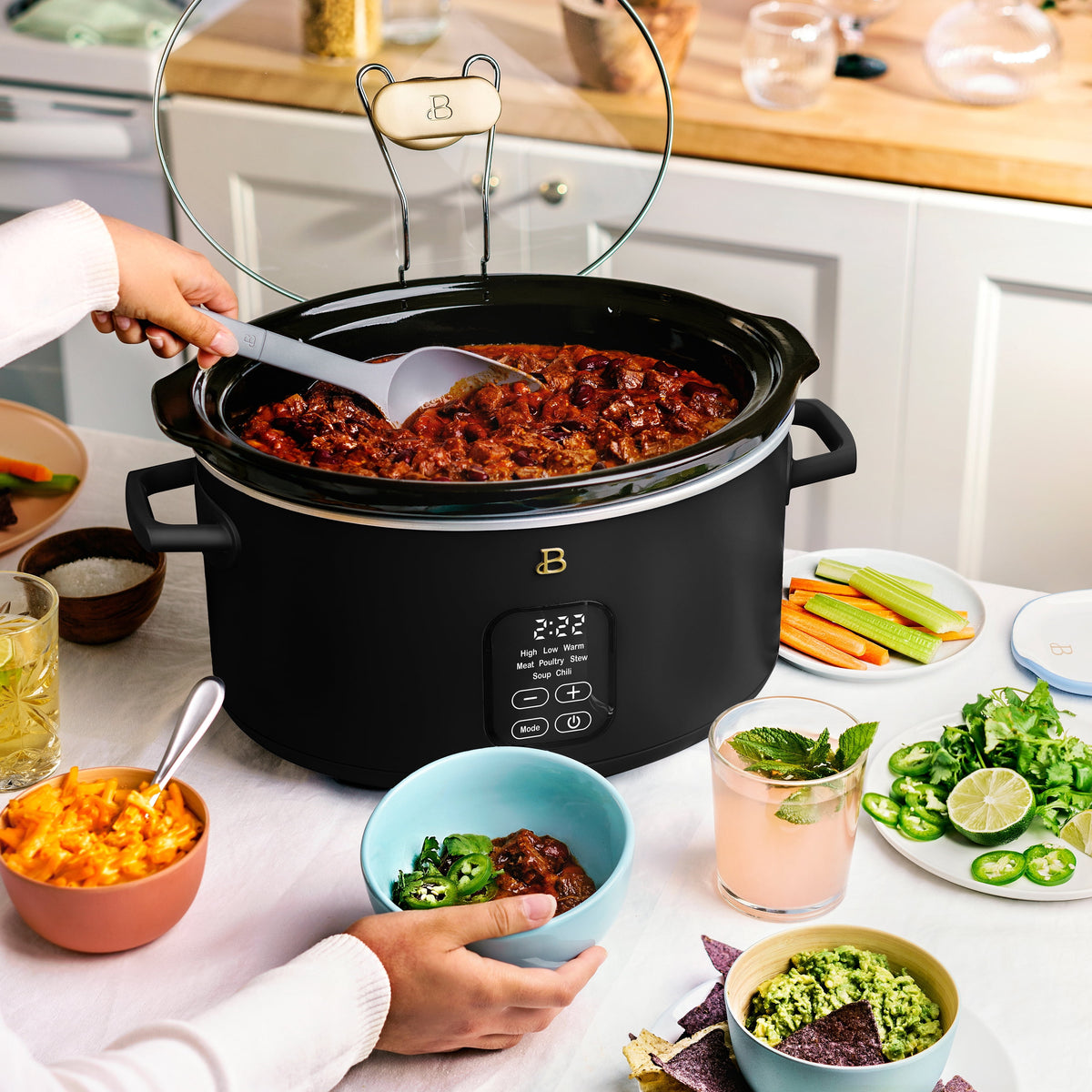 Beautiful 6 Qt Programmable Slow Cooker, Black Sesame by Drew Barrymore